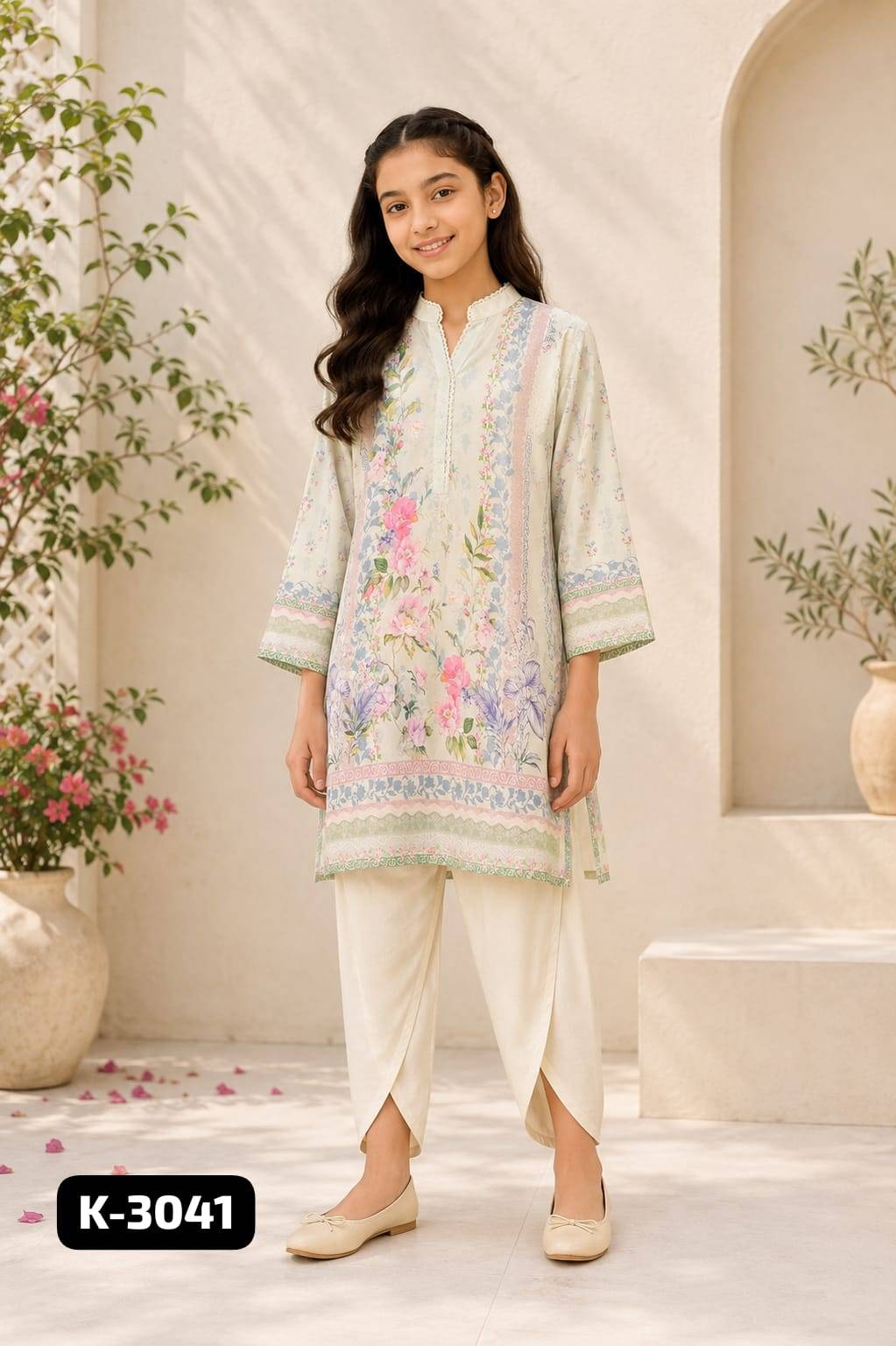 K-3040 & 3041 by The wonder woman Imported Mal Satin kids stitched dresses at Wholesale Price